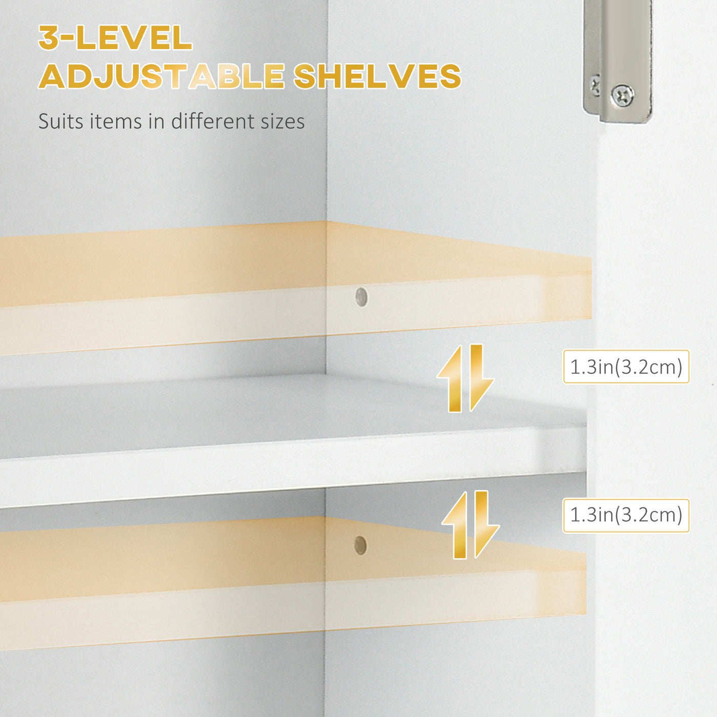 Bathroom Wall Cabinet, Medicine Cabinet, Toilet Storage Cabinet with Shelf for Living Room and Entryway, White