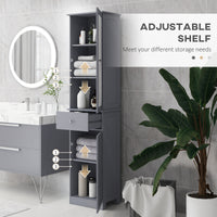 Tall Bathroom Cabinet, Bathroom Storage Cabinet with Drawers, 2 Doors and Adjustable Shelves, Grey