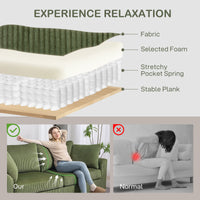 3 Seater Sofa, 83.5" Modern Upholstered Couch with Pocket Spring and 2 Scatter Cushions for Living Room, Green