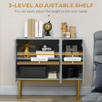 Modern Storage Cabinet Sideboard Buffet Cabinet with Gold Legs for Living Room Dining Room Hallway Grey