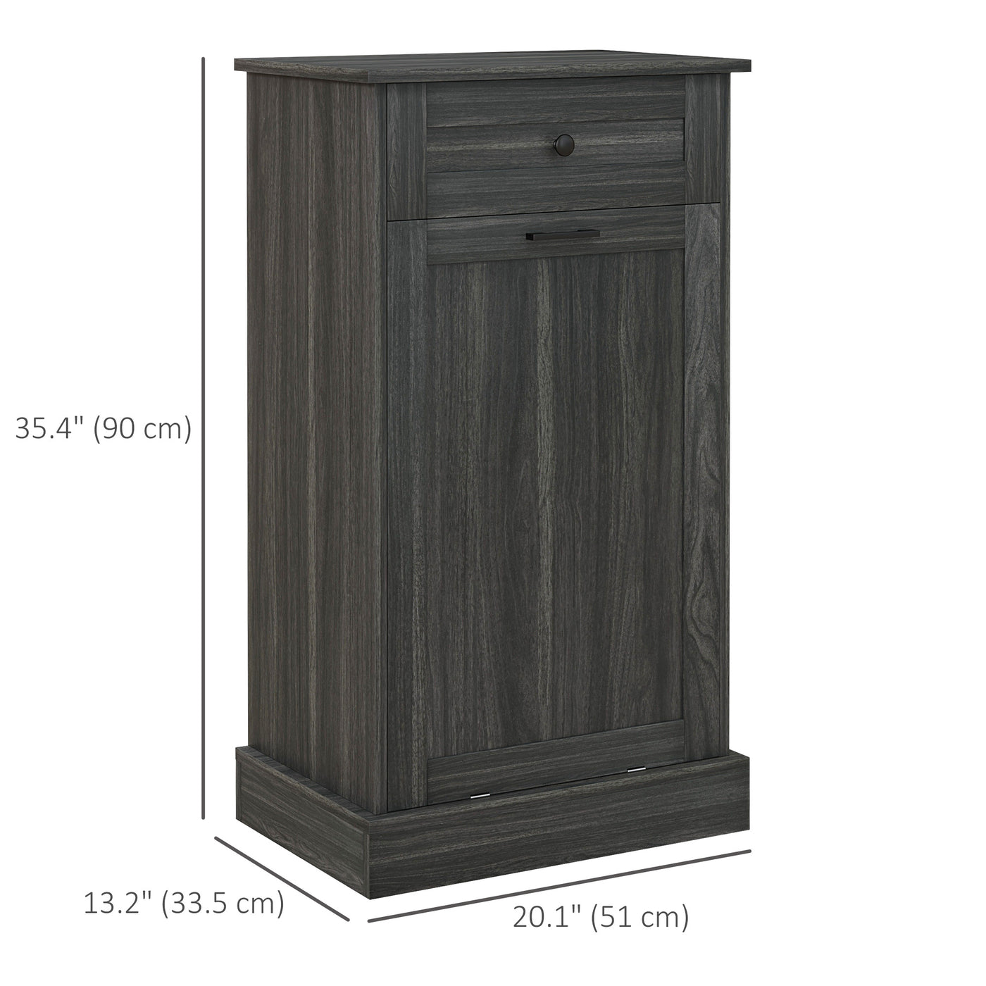 Kitchen Tilt Out Trash Bin Cabinet, Free Standing Recycling Cabinet, Trash Can Holder with Drawer, Charcoal Grey