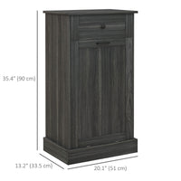 Kitchen Tilt Out Trash Bin Cabinet, Free Standing Recycling Cabinet, Trash Can Holder with Drawer, Charcoal Grey