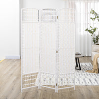 3 Panel Folding Room Divider, Portable Privacy Screen, Wave Fiber Room Partition for Home Office, White