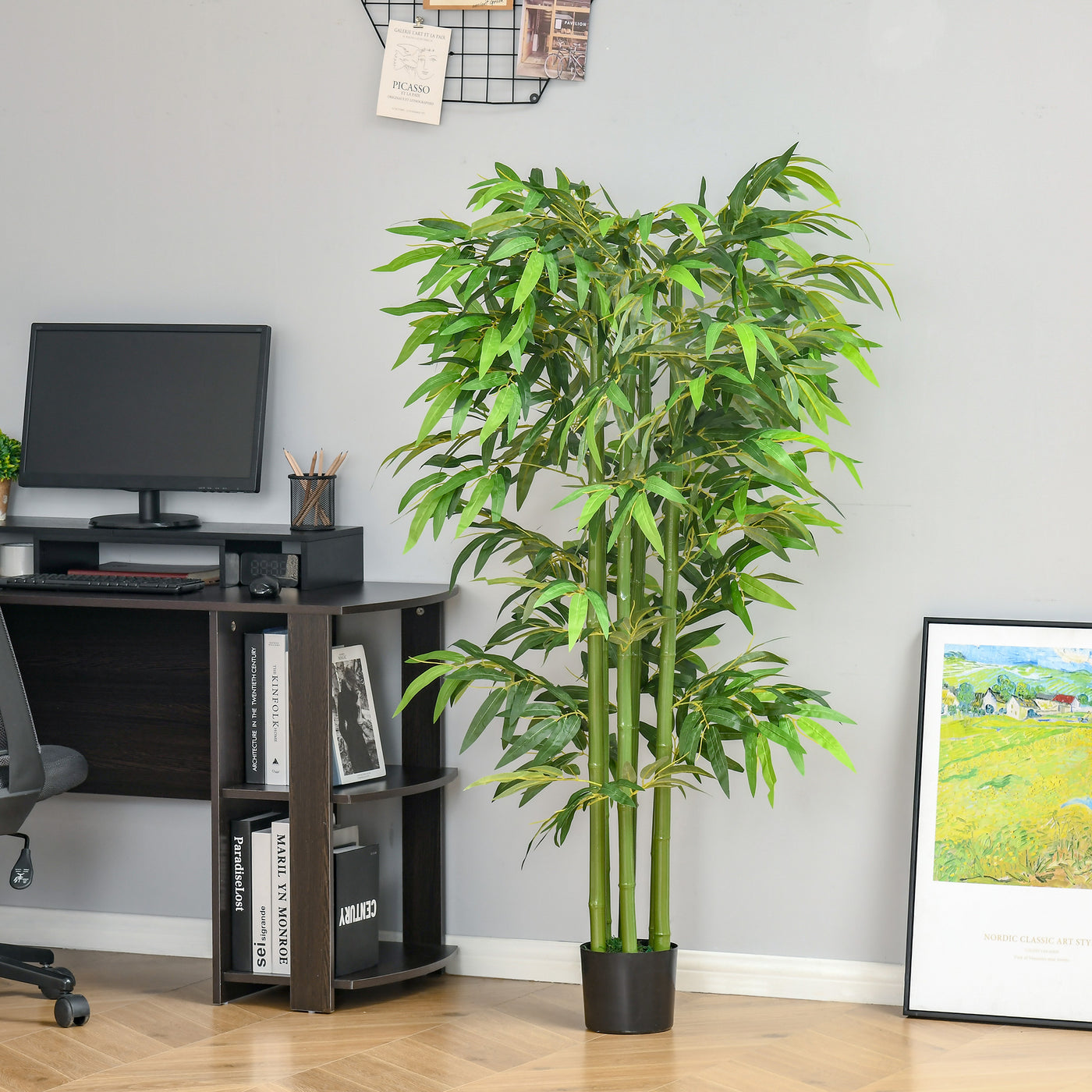 5.3ft Artificial Tree, Indoor Fake Bamboo with Pot, for Home, Office, and Living Room Decor