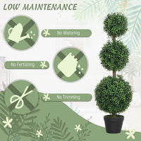 2 Pack 40" Artificial Trees, Boxwood Topiary Ball Trees with Pot for Indoor, Outdoor, Home Office, Living Room, Green