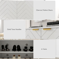 Entryway Shoe Cabinet, Shoe Storage Cabinet with Adjustable Shelf for 12 Pairs of Shoes, White
