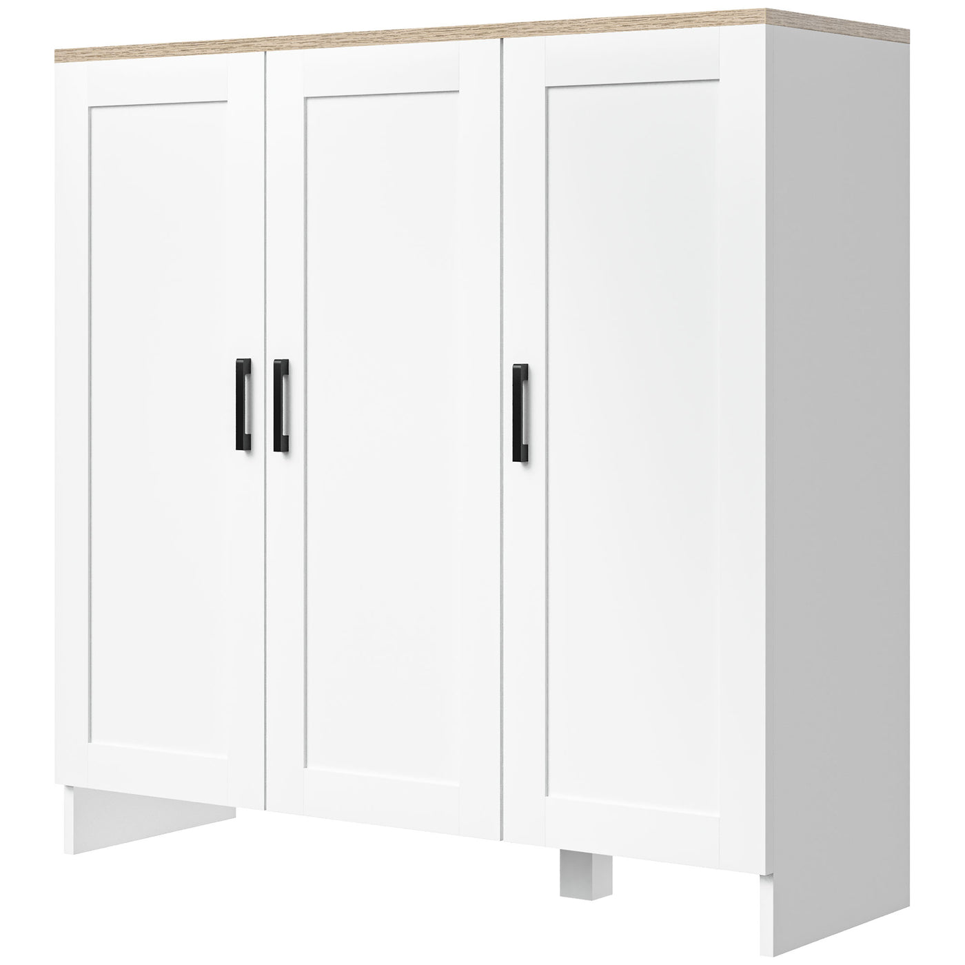 Modern Sideboard Cabinet with Adjustable Shelves, 3 Doors for Modern Kitchen & Dining Room, Ideal for Homeowners, White