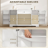 55" Modern Kitchen Storage Cabinet with Drawer, Adjustable Shelves, Small Kitchen Pantry with Door Racks, White