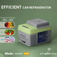 12 Volt Car Refrigerator, 12QT Car Fridge Electric Cooler, 12/24V DC and 110-240V AC, -4℉~68℉, Portable Refrigerator