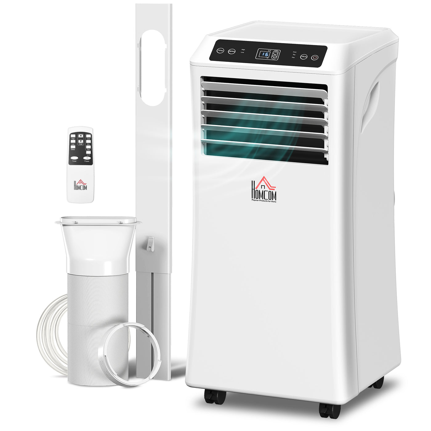 8000BTU Mobile Portable Air Conditioner with Cooling, Dehumidifier, 2 Speed Fans, 24-Hour Timer for Bedroom, White