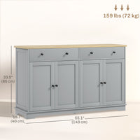 Modern Sideboard, Buffet Cabinet with Storage Drawers, Adjustable Shelves for Living Room, Dining Room, Entryway, Grey