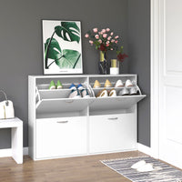 Flip Down Shoe Rack, Multi Cabinet, Wooden Shoe Shelf, Entryway, 4 Drawer Organizer, Freestanding Unit, White