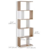 5-Tier Geometric Bookcase Display Shelf Storage Shelf Modern Room Divider Living Room Home Office Furniture, White