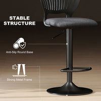 Bar Stools Set of 2, Modern Swivel Counter Height Barstools with Footrest and Hollow Backrest, Black