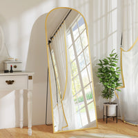 Arched Standing Mirror, 64" x 24" Full Length Mirror, Free Standing or Wall Mounted for Living Room, Bedroom, Gold