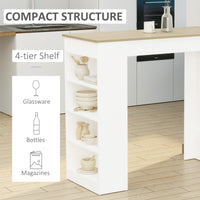Bar Table, High Top Pub Table with 4 Storage Shelves, Modern Bar Height Table for Home Bar, Kitchen, Natural