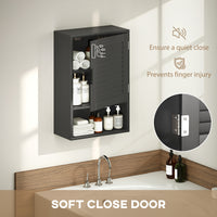 Bathroom Cabinet, Wall Mounted Storage Cabinet with Adjustable Shelves, 40 x 20 x 60 cm, Black