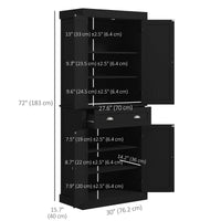72" Tall Pantry Cabinet, Kitchen Storage Cabinet with 4 Doors, Drawer and 2 Adjustable Shelves, Black Wood Grain