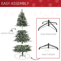 HOMCM 6FT Artificial Christmas Snow Pine Tree Holiday Home Xmas Decoration with Automatic Open, Pinecone, Green