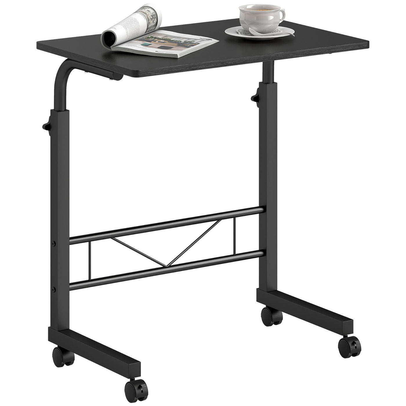 Mobile Standing Desk with Adjustable Height, 23.5 inch Stand Up Desk with Wheels, Black