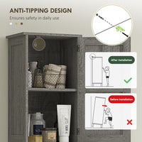 67" Tall Bathroom Cabinet, Narrow Bathroom Storage Cabinet with Drawer, Barn Doors and Adjustable Shelves, Dark Grey