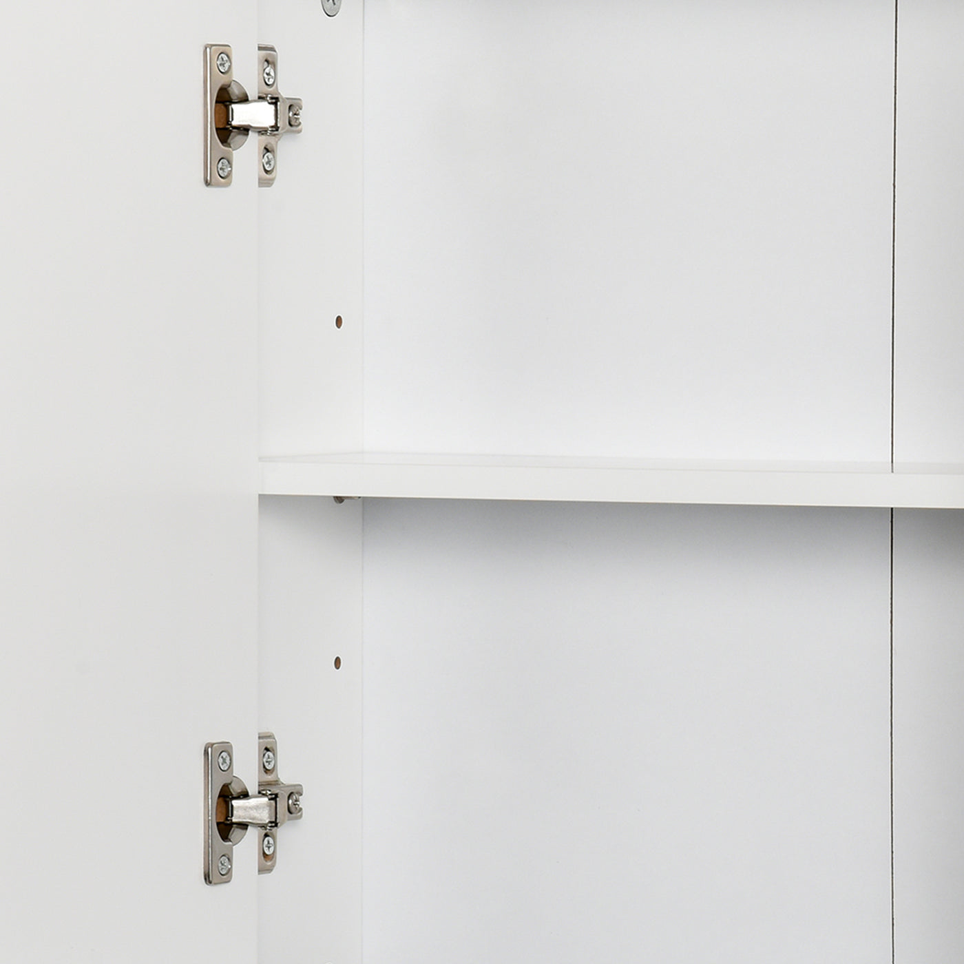 Wall Mounted Bathroom Medicine Cabinet Mirrored Cabinet with Hinged Door 2-Tier Storage Shelves White