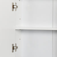 Wall Mounted Bathroom Medicine Cabinet Mirrored Cabinet with Hinged Door 2-Tier Storage Shelves White