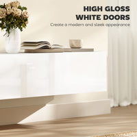 Floating TV Stand with Storage Cupboards for 45, 55, 65in TVs, Wall Mounted TV Console Entertainment Unit, White
