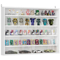 5-Tier Display Cabinet, Shot Glass Display Case, Glass Curio Cabinet with 2 Glass Doors and 4 Adjustable Shelves, White