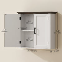 Bathroom Wall Cabinet, Farmhouse Medicine Cabinet Wall Mounted with 2 Doors and Adjustable Shelf, White