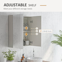 Wall Mounted Mirror Cabinet, Bathroom Medicine Cabinet with Mirror, 2 Doors, Adjustable Shelf and Soft Close Mechanism