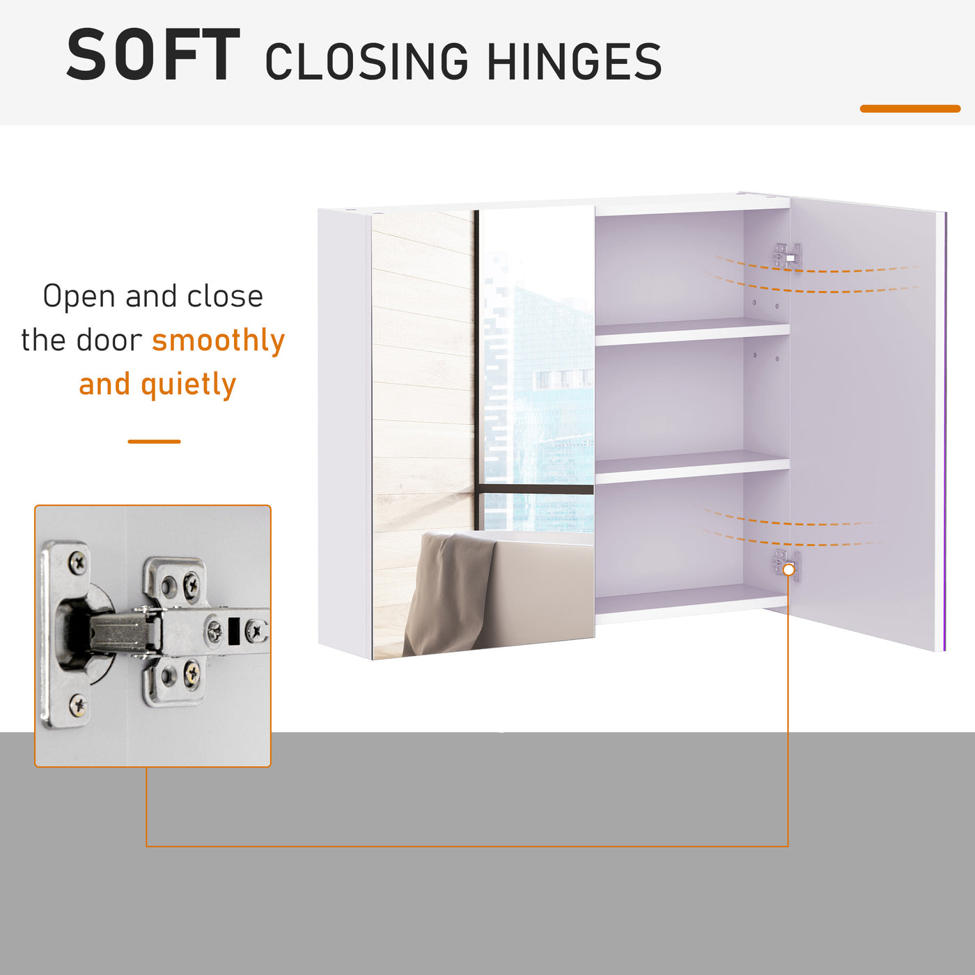 Wall Mount Mirrored Medicine Cabinet, Bathroom Mirror Cabinet with Adjustable Shelf, Double Soft Closing Doors, Light Lilac