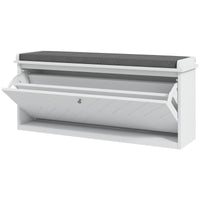 Shoe Storage with Seat, Upholstered Hallway Bench, Shoe Bench with Flip Drawer, Adjustable Shelf for 8-10 Pairs of Shoes
