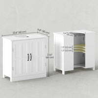 Pedestal Under Sink Cabinet, Bathroom Vanity Cabinet Storage with Double Doors and Adjustable Shelf, White