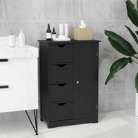 Bathroom Storage Cabinet, Floor Cabinet with Adjustable Shelf and 4 Drawers, Side Cabinet for Washroom, Black