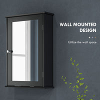 Bathroom Mirror Cabinet, Wall Mounted Medicine Cabinet with Door and Shelves, Black