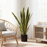 30" Artificial Snake Plant with 21 Leaves in Pot, Decorative Fake Plant for Home, Office, and Living Room, Green