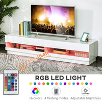 Lighted TV Stand for TVs up to 75", TV Cabinet with Storage for Living Room, High Gloss White