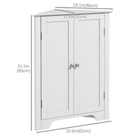 Modern Bathroom Storage Cabinet, Corner Cabinet with Doors, Bathroom Cabinet with Adjustable Shelf and Recessed Door, White