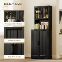 71" Kitchen Pantry Cabinet, Freestanding Kitchen Hutch with 8 Door Shelves, Adjustable Shelf and Acrylic Doors, Black