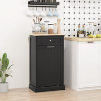 Kitchen Tilt Out Trash Bin Cabinet, Free Standing Recycling Cabinet, Trash Can Holder with Drawer, Black