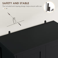 50.5" Kitchen Storage Cabinet, Modern Kitchen Pantry Cabinet with 4 Doors, Drawer, Adjustable Shelf, Black