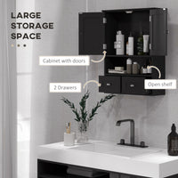 Medicine Cabinet, Bathroom Wall Cabinet with Shelf and Drawers for Hallway, Living Room, Black