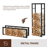 23.6" x 9.8" x 59.1" Firewood Rack Outdoor, Log Holder Fireplace Storage Rack with Handles and 220 lbs. Weight Capacity, Black