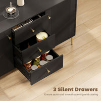 Buffet Cabinet, Modern Sideboard with 3 Soft-Close Drawers and 2 Adjustable Shelves for Living Room, Kitchen, Black