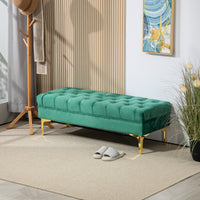 End of Bed Bench, Upholstered Bench, Entryway Shoe Bench with Button Tufted for Living Room, Bedroom, Dark Green
