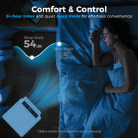 8000BTU Mobile Portable Air Conditioner with Cooling, Dehumidifier, 2 Speed Fans, 24-Hour Timer for Bedroom, White
