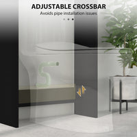Over The Toilet Cabinet, Modern Bathroom Above Toilet Storage with Barn Doors and Open Shelf, Black