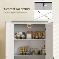 72" Farmhouse Pantry Cabinet with Adjustable Shelves, Kitchen Pantry Cabinet with 2 Doors, White Wood Grain
