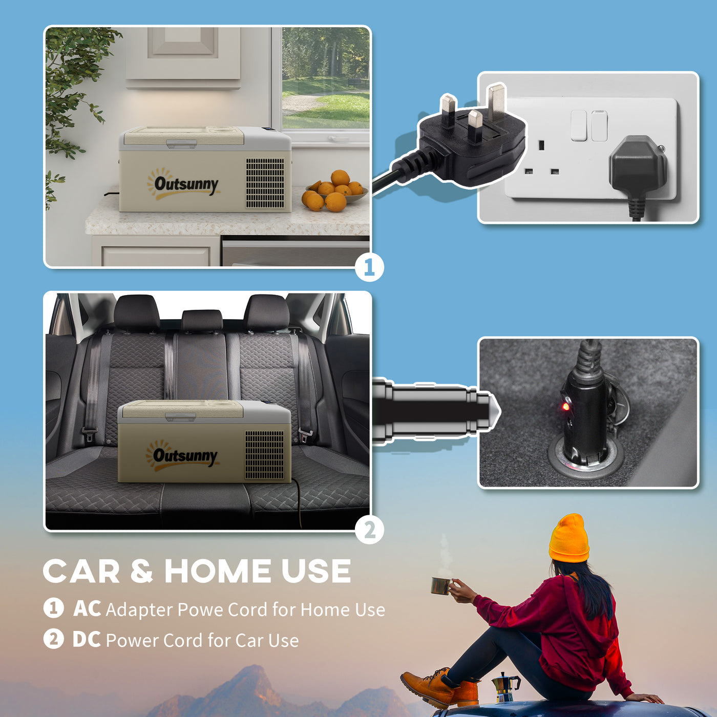 12 Volt Car Refrigerator, 17QT Car Fridge Electric Cooler, 12/24V DC and 100-240V AC, -68℉-50℉, Portable Refrigerator